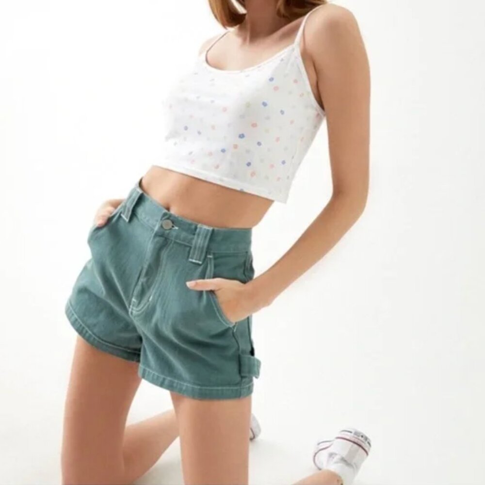 PacSun Women's Denim Cargo Shorts Ocean Green